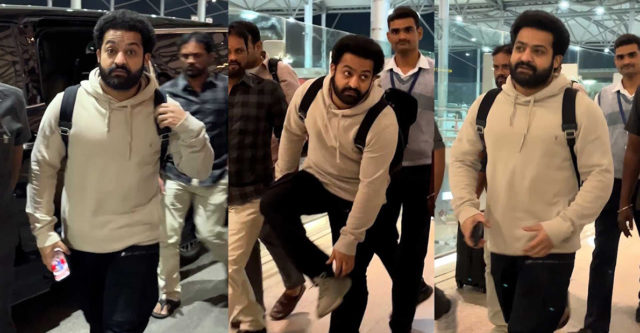 jr-ntr-in-hyderabad-airport-video-became-viral-on-social-media